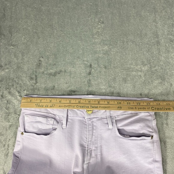 Frame Jeans Womens Sz 27 Purple Lavender Le Crop Mini Boot Mid Rise Stretch Boho - Picture 13 of 13
